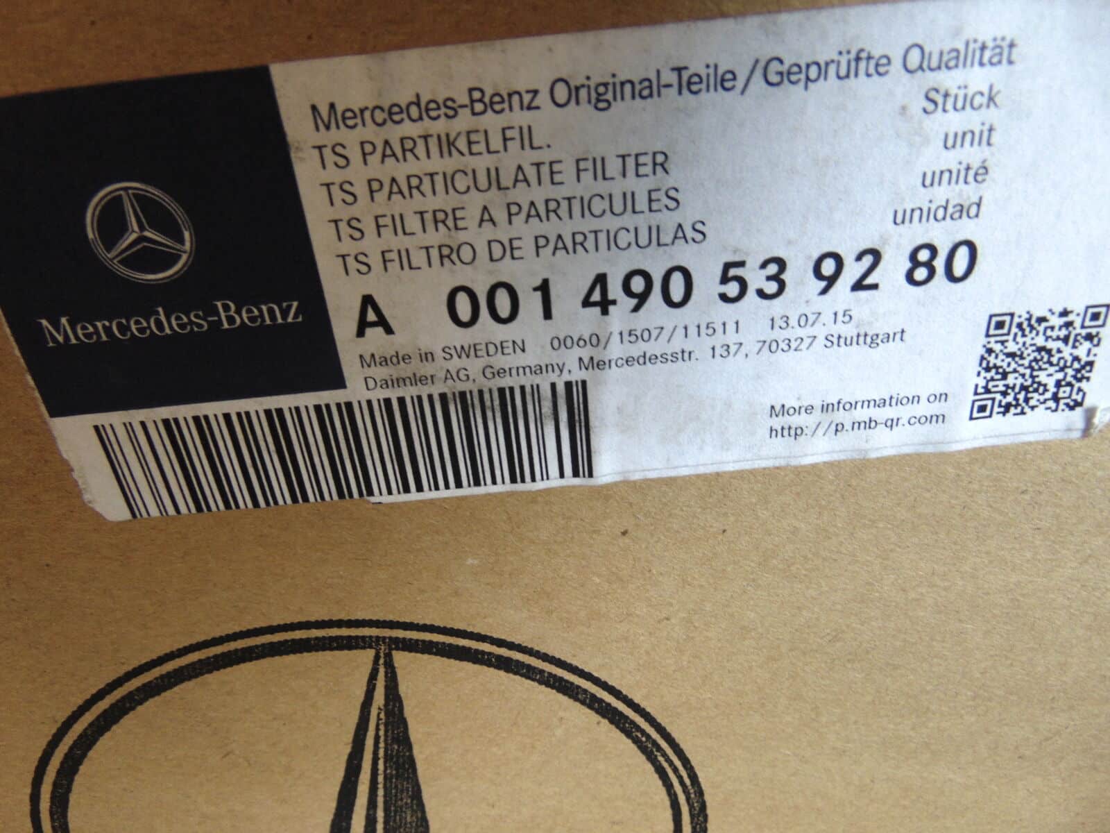 genuine mercedes dpf filter in box
